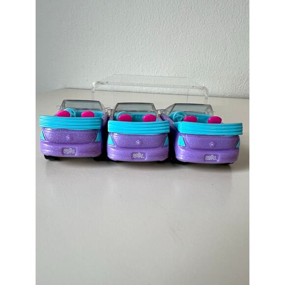Vintage Polly Pocket 2007 Sparkly Violet Teal Convertible Toy Car Lot of 3 - Picture 6 of 7